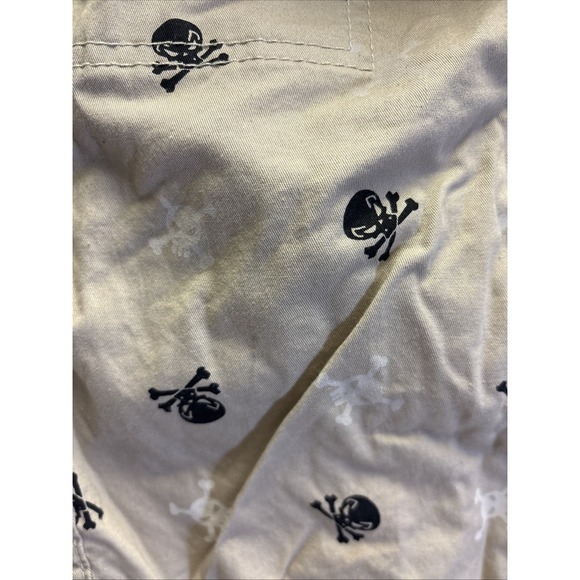 Boys Tan Skull and Crossbones Shorts size M 7  Cotton Open Trails boardshort - Picture 7 of 7